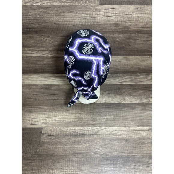 VTG Harley Davidson Biker Hat Cap Purple Lightning Thunder OS 90s RARE - Picture 4 of 12